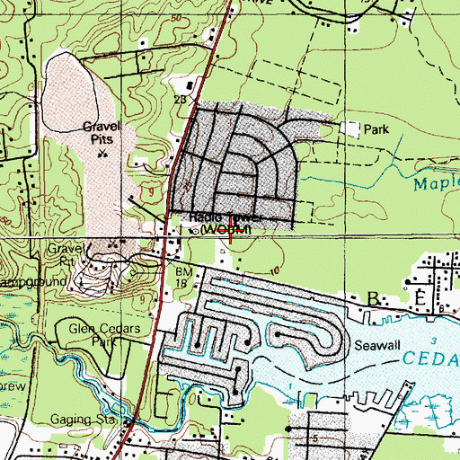 Topographic Map of WOBM-FM (Toms River), NJ