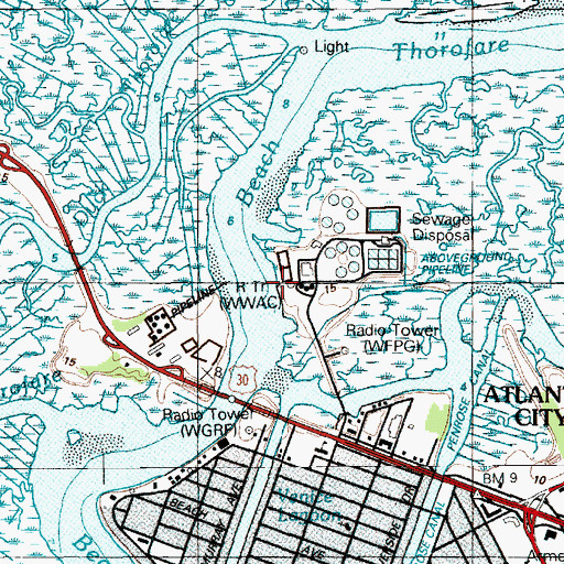 Topographic Map of WAYV-FM (Atlantic City), NJ