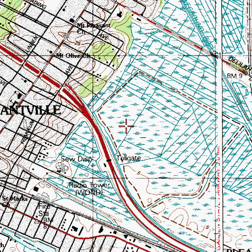 Topographic Map of WMGM-FM (Atlantic City), NJ