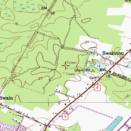 Topographic Map of WWOC-FM (Avalon), NJ