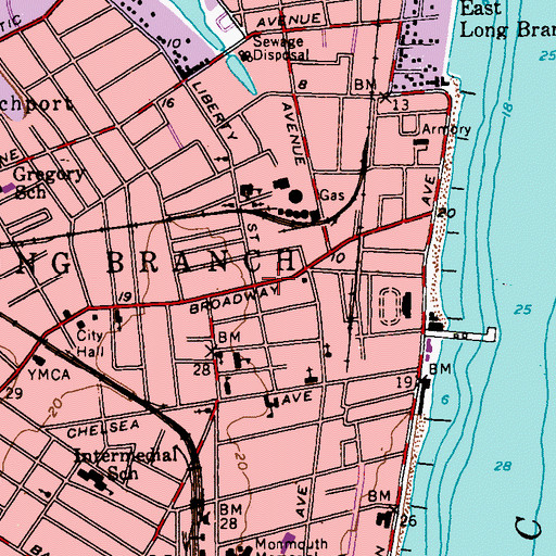 Topographic Map of WZVU-FM (Long Branch), NJ