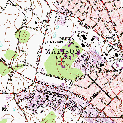 Topographic Map of WMNJ-FM (Madison), NJ