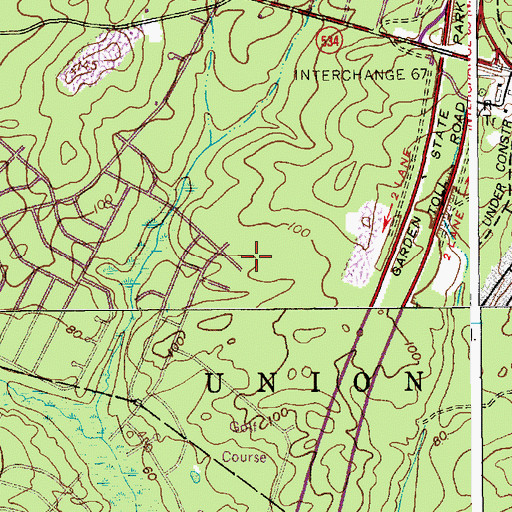 Topographic Map of WQNJ-FM (Ocean Acres), NJ