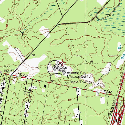 Topographic Map of WLFR-FM (Pomona), NJ