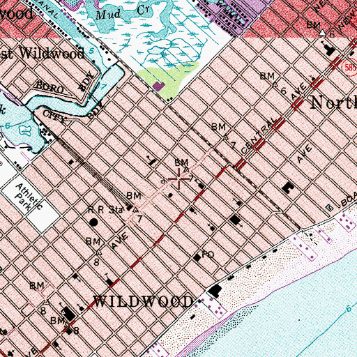 Topographic Map of WDOX-FM (Wildwood Crest), NJ