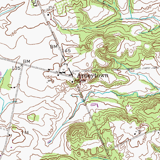 Topographic Map of Arneytown Veterans Cemetery Heliport, NJ