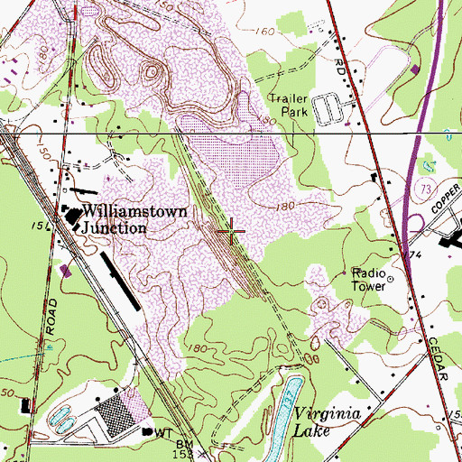 Topographic Map of AT and T Cedarbrook Heliport, NJ