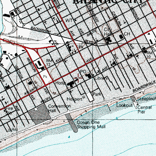 Topographic Map of Atlantic City Medical Center Heliport, NJ