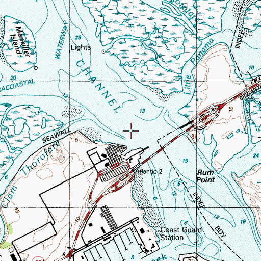 Topographic Map of Harrahs Landing Seaplane Base, NJ
