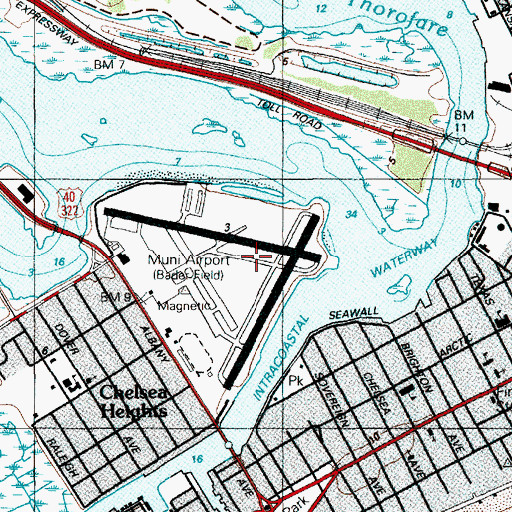 Topographic Map of Atlantic City Municipal Airport-Bader Field (historical), NJ