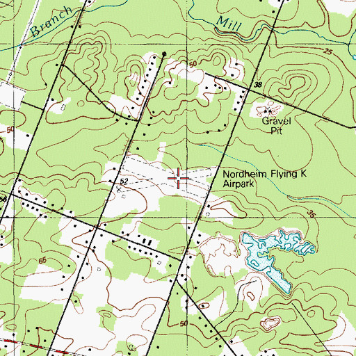 Topographic Map of Nordheim Flying K Airpark (historical), NJ
