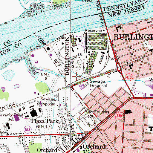 Topographic Map of Burlington Generating Station Heliport, NJ