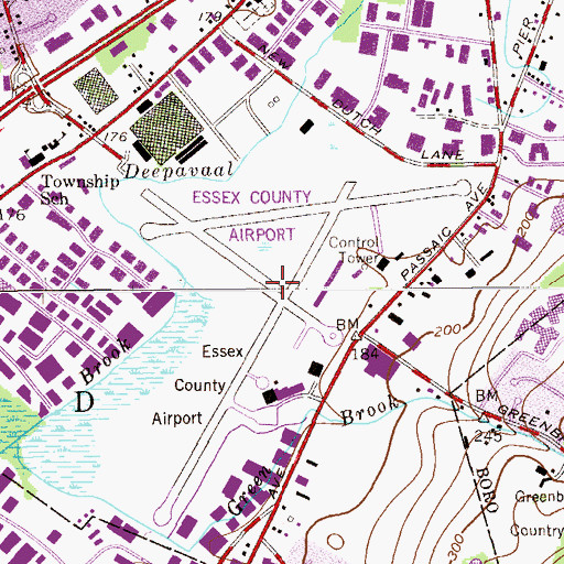 Topographic Map of Essex County Airport, NJ