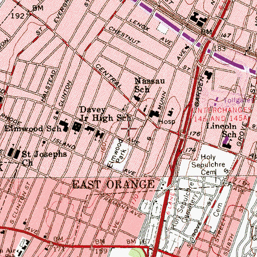 Topographic Map of Elmwood Park Heliport, NJ