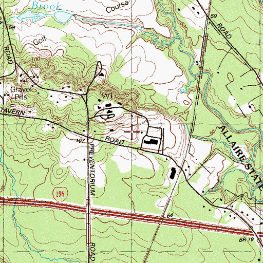 Topographic Map of Howell Township Police Heliport, NJ