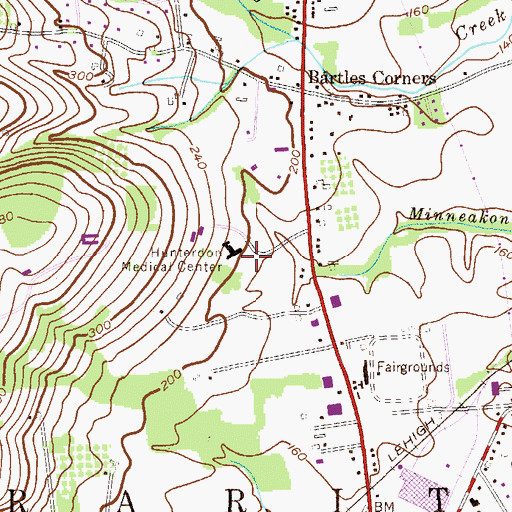 Topographic Map of Hunterdon Medical Center Heliport, NJ