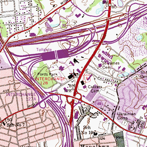Topographic Map of New Jersey Highway Authority - Administration Building Helispot, NJ