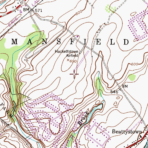 Topographic Map of Hackettstown Airport, NJ