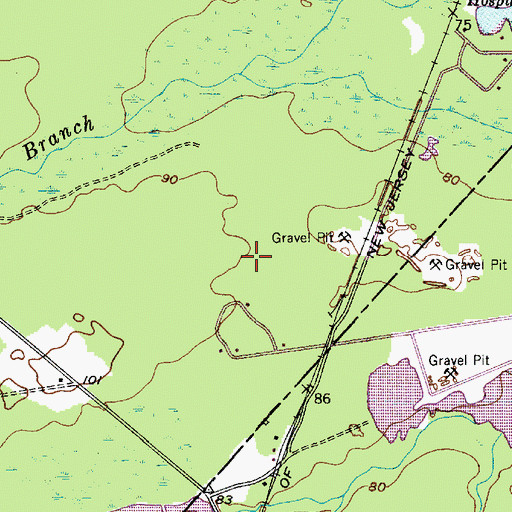 Topographic Map of Piney Hollow Airfield (historical), NJ