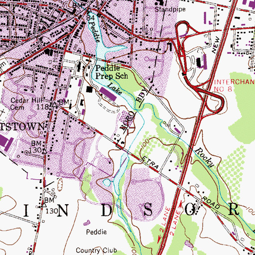 Topographic Map of Peddie School Heliport, NJ