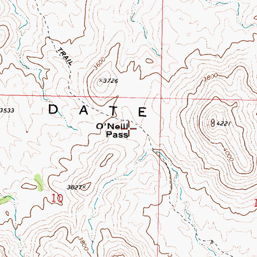 Topographic Map of O'Neill Pass, AZ