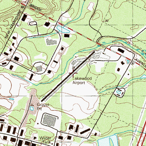 Topographic Map of Lakewood Airport, NJ