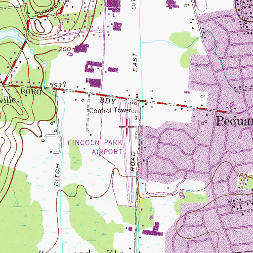 Topographic Map of Lincoln Park Airport, NJ