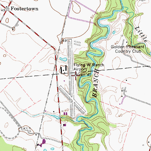 Topographic Map of Flying W Airport, NJ