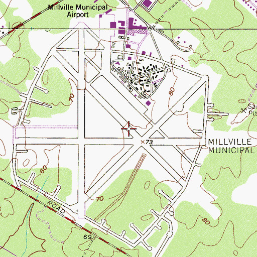Topographic Map of Millville Municipal Airport, NJ