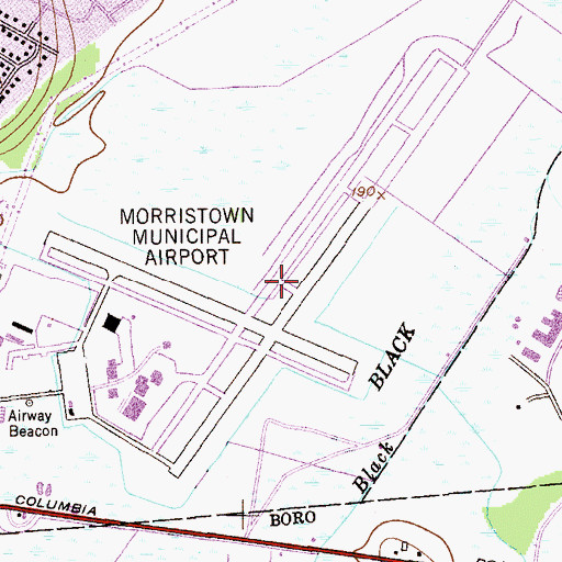 Topographic Map of Morristown Municipal Airport, NJ