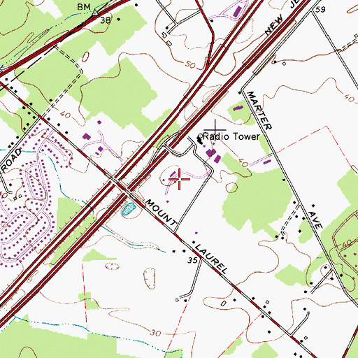 Topographic Map of New Jersey Turnpike Authority Heliport, NJ