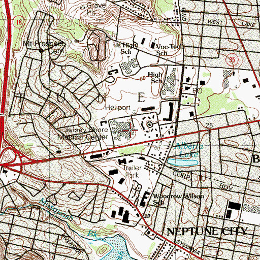 Topographic Map of Jersey Shore Medical Center Heliport, NJ