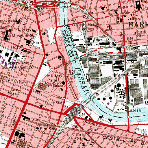 Topographic Map of Newark Heliport, NJ