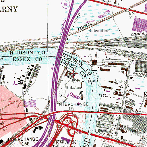 Topographic Map of Essex Generating Station Heliport, NJ