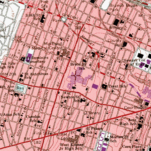 Topographic Map of University of Medicine and Dentistry Rooftop Heliport, NJ