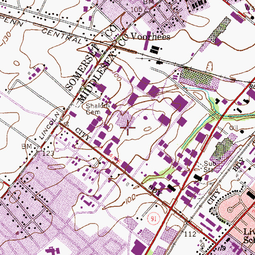 Topographic Map of New Brunswick Gas Distribution Heliport, NJ