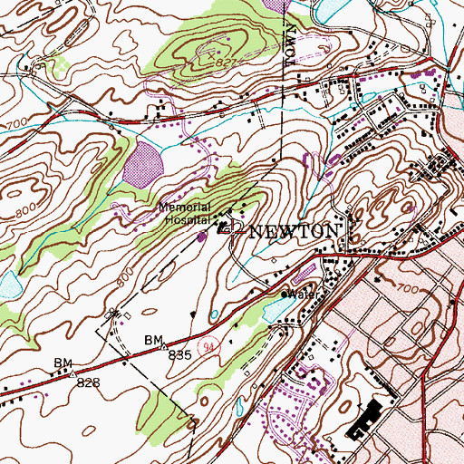 Topographic Map of Newton Memorial Hospital Heliport, NJ