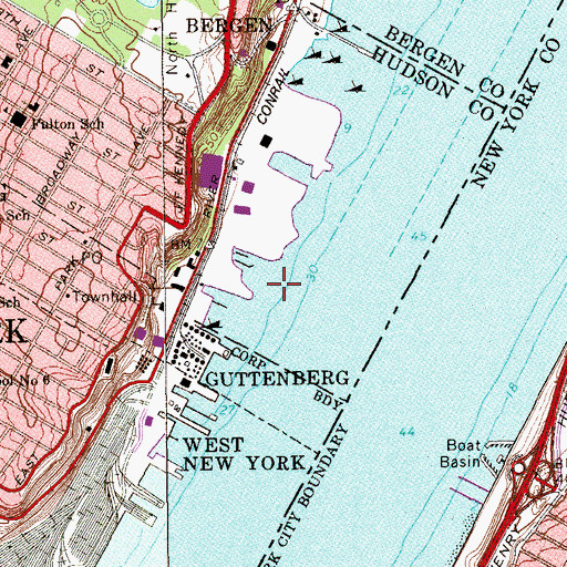Topographic Map of Palisades General Hospital Heliport, NJ