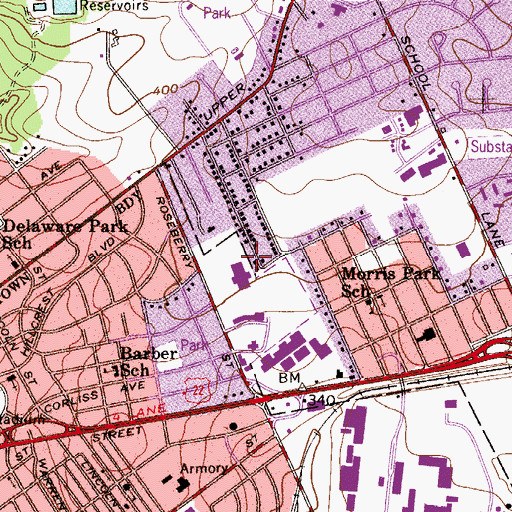Topographic Map of Warren Hospital Heliport, NJ