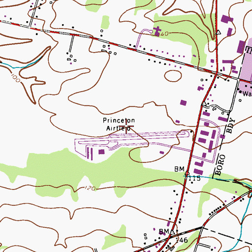 Topographic Map of Princeton Airport, NJ