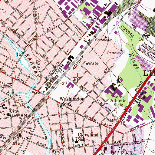 Topographic Map of Merck and Company Heliport, NJ