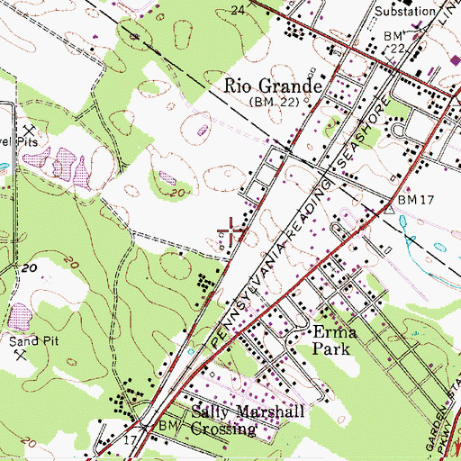 Topographic Map of Wuerkers New Acres Farm Heliport, NJ