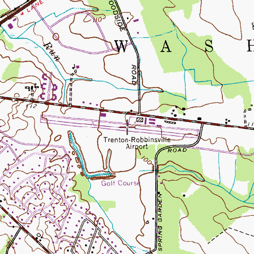 Topographic Map of Trenton-Robbinsville Airport, NJ