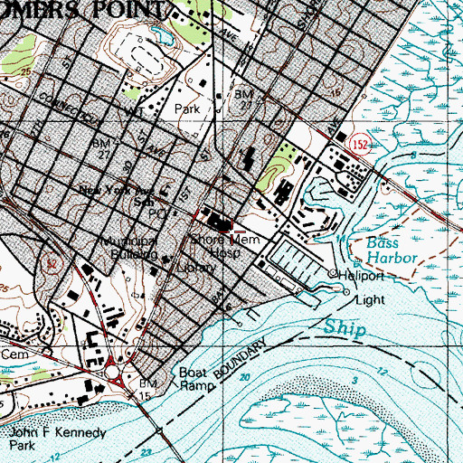 Topographic Map of Shore Memorial Hospital Heliport, NJ