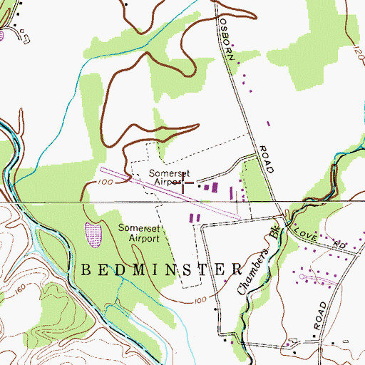 Topographic Map of Somerset Airport, NJ