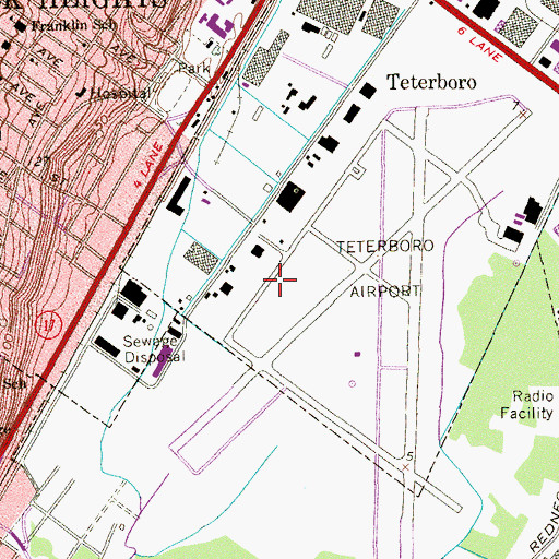 Topographic Map of Teterboro Airport, NJ