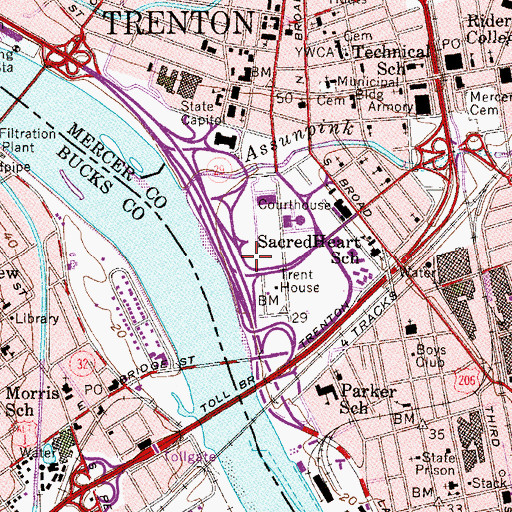 Topographic Map of Trenton Heliport, NJ