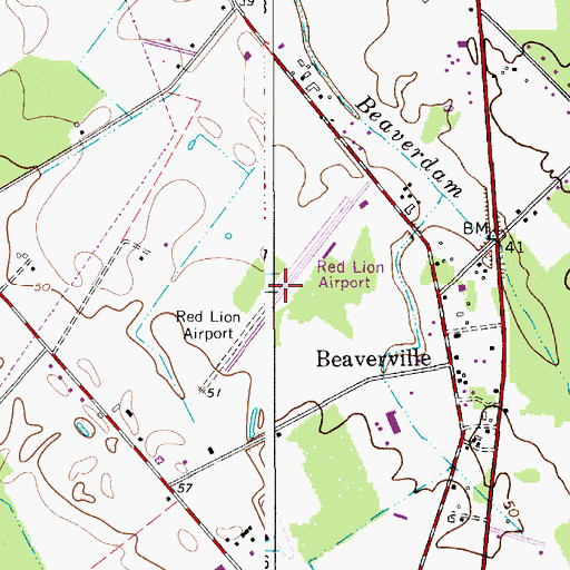 Topographic Map of Red Lion Airport, NJ