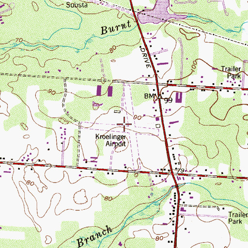 Topographic Map of Kroelinger Airport, NJ