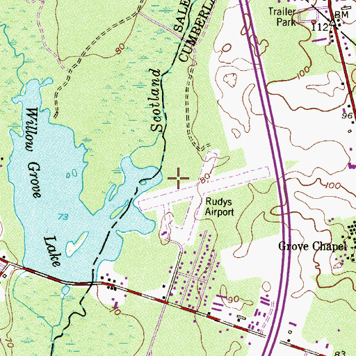 Topographic Map of Rudys Airport (historical), NJ